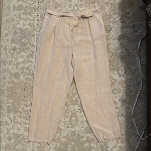 LOFT Light Tan Linen Pants with Belt